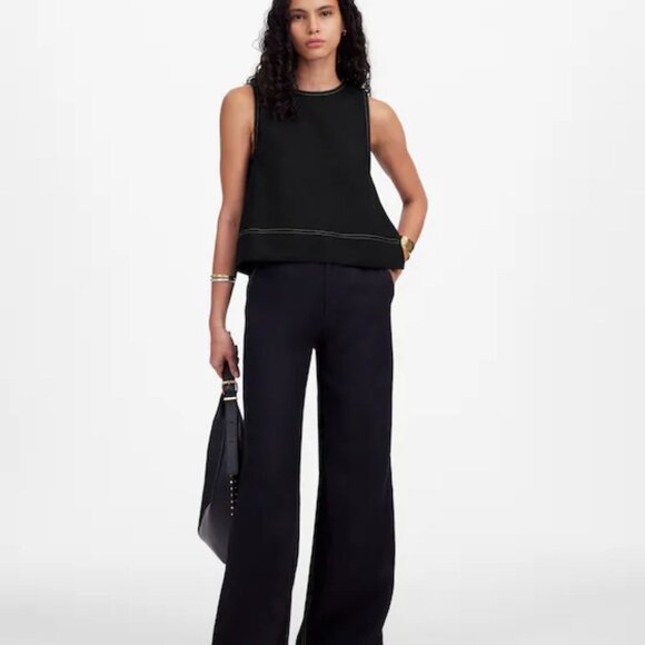 NWT Madewell Black Linen Pleated Shell Top - Size: Extra Small - Picture 12 of 12